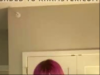 ASHEMALETUBE @ A Charming Young Girl With Pink Hair Mounts From Above